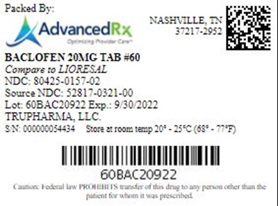 Baclofen 20mg Tab Qty 60 Ndc  80425 0157